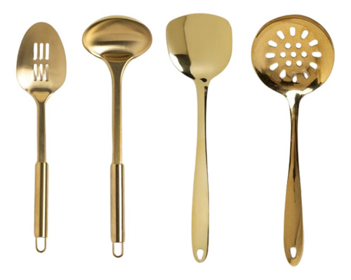 Set X4 Utensilios De Cocina Dorados