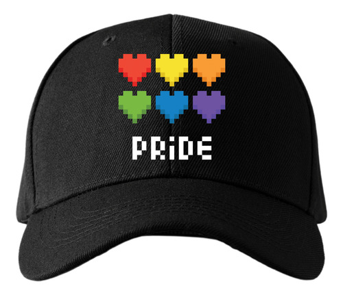 Gorra Tipo Baseball Diseño Corazón Pride Pixel Gorras Negras