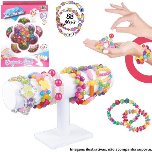 Conjunto 88 Peças Miçangas Criatividade Infantil Bbr Toys