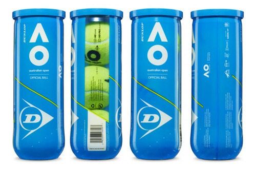 Tubo Pelotas Tenis Dunlop Australian Open X 3 Balls Tennis Amarillo