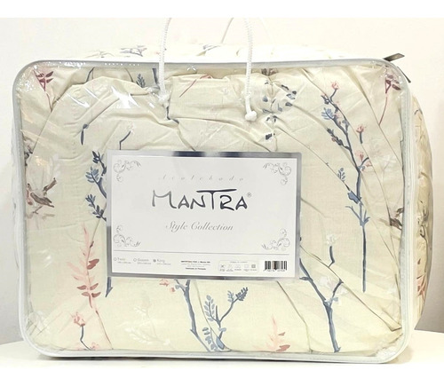 Acolchado Reversible 2 1/2 Plazas Queen 220 X 240 Cm Color Beige Diseño De La Tela Floreado