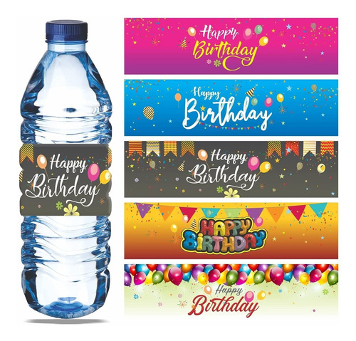 Etiquetas Para Botellas De Agua De Feliz Cumpleaños Pa...