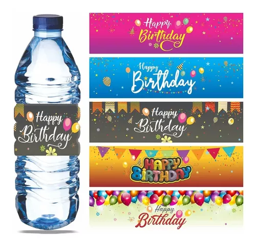 Etiquetas Para Botellas De Agua De Feliz Cumpleaños | sin interés