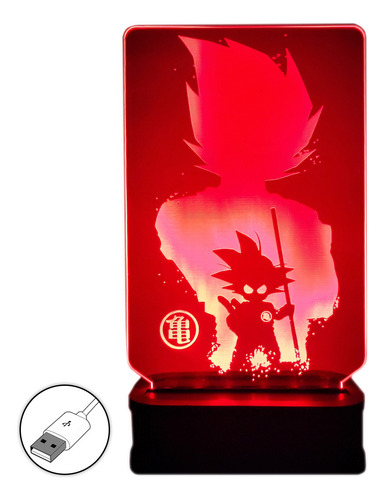 Velador Goku Dragon Ball Lampara Anime Led Color Fijo Usb