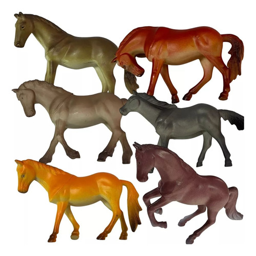 6 Cavalos De Borracha Grande Miniatura Animal Brinquedo
