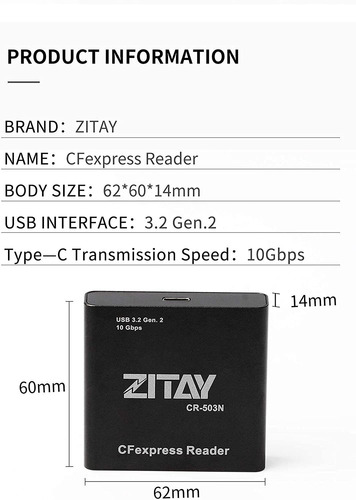 Zitay Cfexpress A Ssd Adaptador  Lector De Tarjetas, Cfexpr