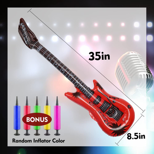 Guitarra Inflable 35 Pulgadas 6 Colores Fiesta De Rock And R