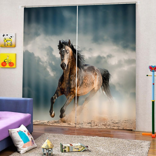 Indow - Cortina Para Cojín, Diseño De Caballo, 150 X 166 C