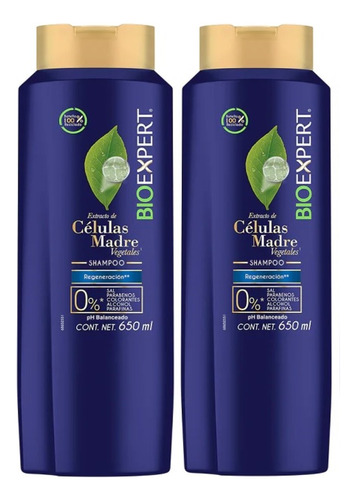 2 Shampoo Bioexpert Células Madre Vegetal Regeneración 650ml