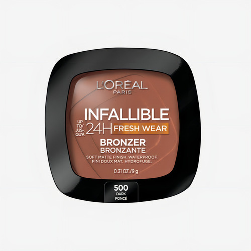 Bronceador mate de hasta 24 horas de uso fresco, suave e infalible, tono de maquillaje L'Oreal 500 oscuro