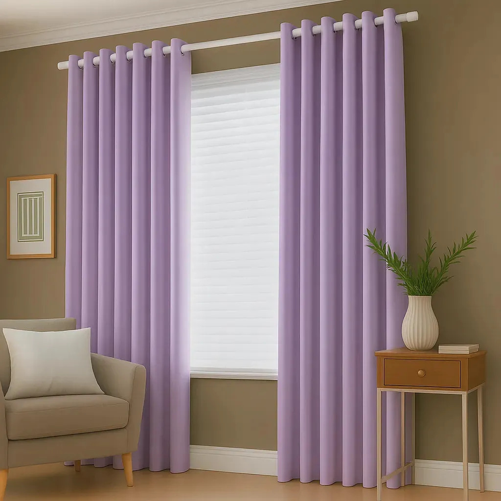 Cortina Sala/quarto 300x280 Tecido Oxford Para Varão Cor Lilás