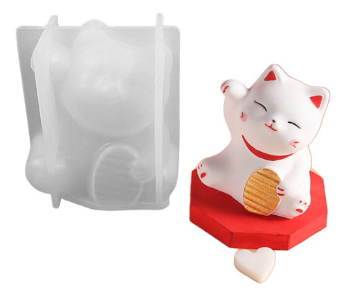 Molde Silicona Gato Chino De La Fortuna 3d Velas Resina