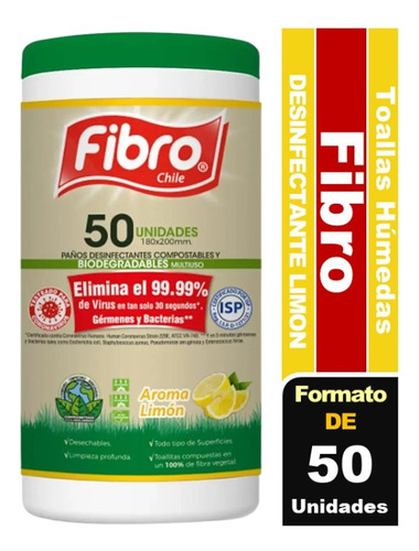 Toallas Higienizantes Desinfecta Fibro Bio 50 Un Elige Aroma