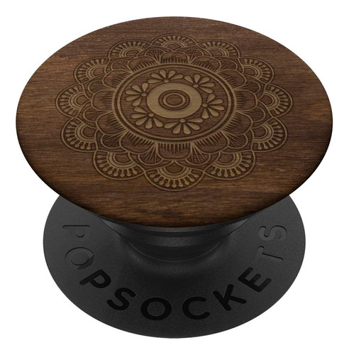 Buddhist Lotus Flor Madera Tallado  Popsockets Agarre Para