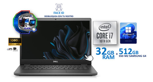 Latitude 3410 Touch/ Full-hd/ Core I7(10th)/ 32gb-ram/ 512gb Gris (Usado)