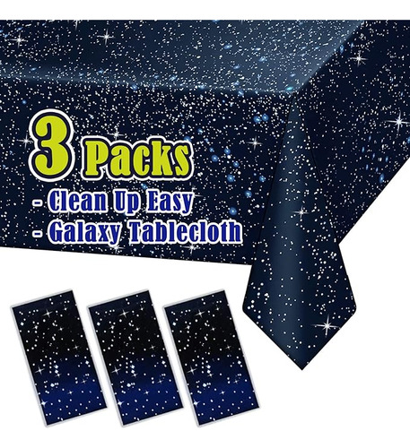 Paquete 3 Manteles Espaciales Plastico Con Tematica Galaxia