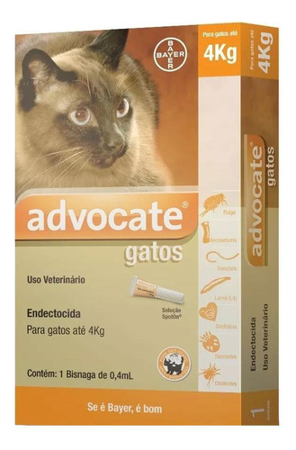 Advocate Anti Pulgas Para Gatos Ate 4 Kg Bayer 1 Pipeta