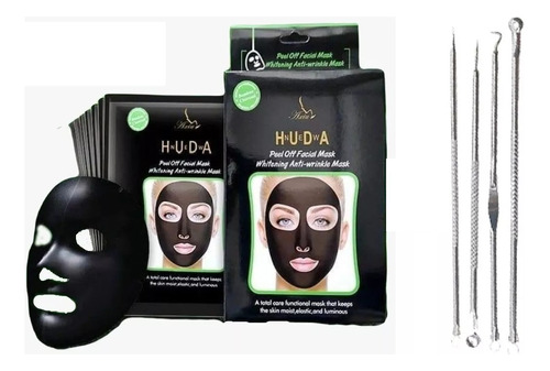 10 Mascarillas Facial Carbón Activado + Kit 4 Saca Comedones