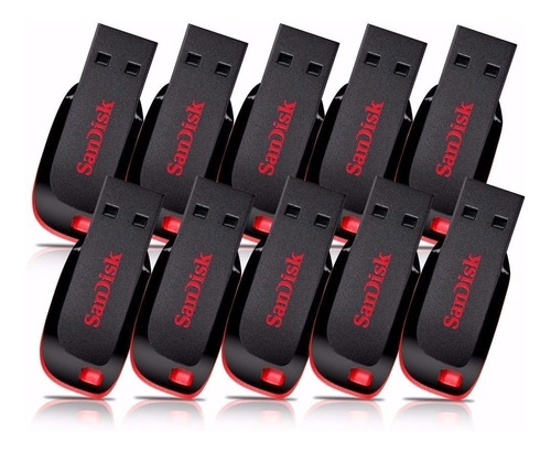 Kit 10 Pen Drive Cruzer Blade 16gb Sandisk Original C/ Nf