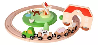 Tren De Madera Con Vias Para Armar Como Thomas Classic World Color Multicolor Personaje Granja