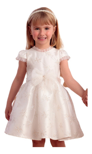 Vestido De Festa Infantil Petit Cherie Off White 22038 Br.