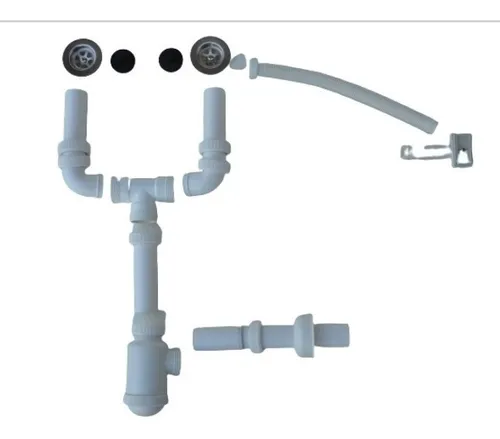 comprar Set Desagüe  Plástico Doble  1.1\u002F2  Con Sifón Y Rebalse 