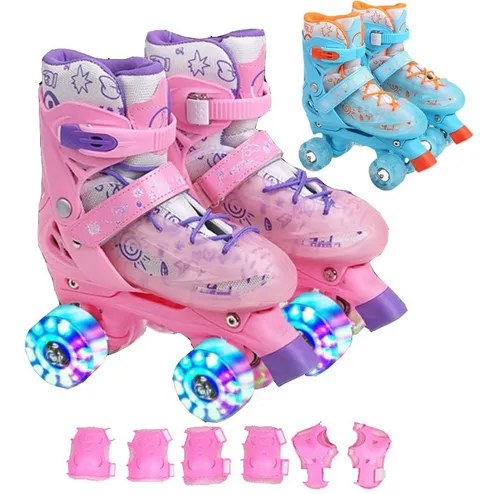 Patines De 4 Ruedas Ajustable Niños Niñas Con Luces Bolsa