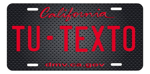 Placas Para Auto Personalizada California Tipo Fibra Carbono