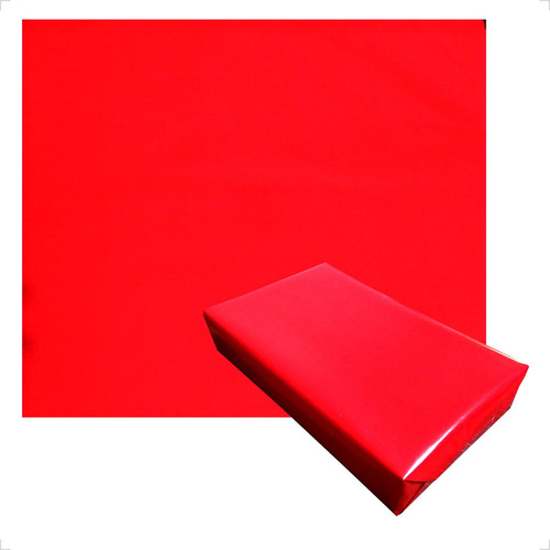 Papel De Presente Bobina Couche 60cmx100m - Cor Lisa Cor Vermelho