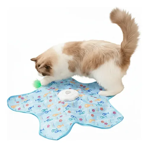 Brinquedo Interativo Gato Movimento Mouse Penas + Brinde