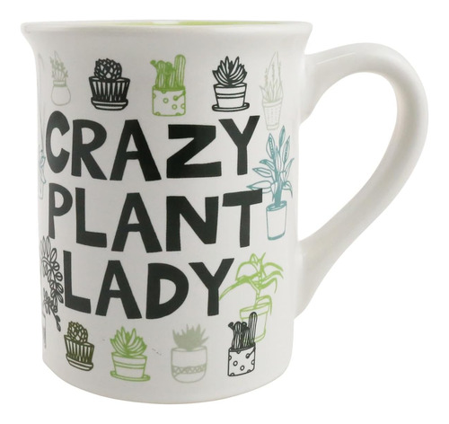 Enesco Our Name Is Mud Crazy Plant Lady Taza De Café, 16 Onz