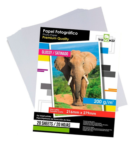 Papel Fotografico Glossy 200gr Carta 1paquete 20c/u Tonoko 