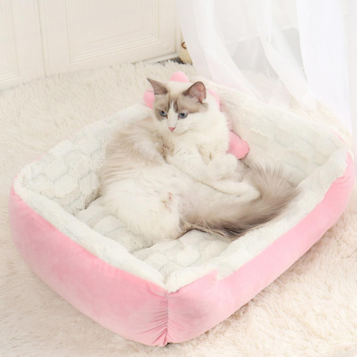 Cw Felpa Mascota Perro Gato Cama Cachorro Cojín Casa Rosa