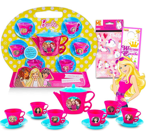 Girl Barbie Doll Tea Party Play Set Bundle ~ 13 Piece Tea Se