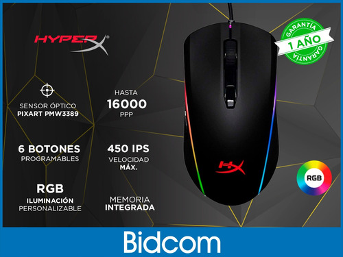 Mouse gamer de juego HyperX MOUSE Pulsefire Surge HX-MC002B negro