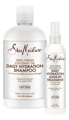  Shea Moisture Aceite De Coco Shea Moisture Shampoo y Leave In Aceite de Coco en dosificador de 621mL por 2 packs