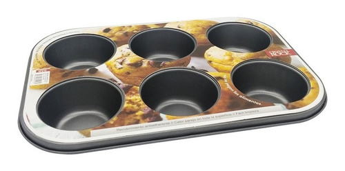Molde De Muffins Cupcakes Teflón Reposteria Antiadherente X6