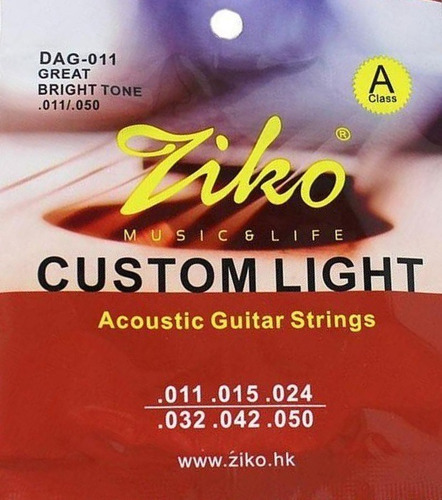 Cuerdas Ziko Dag-011 De Guitarra Acustica De Metal Clasica