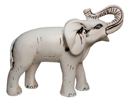 Elefante Indiano Decorativo Branco Em Gesso 31cm 2,130kg