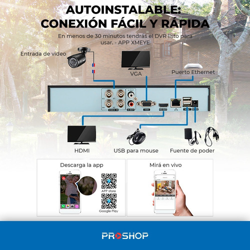 Imagen 8 de 9 de Kit Seguridad Cctv Dvr 4ch Full Hd 1080p 4 Camaras C/ Disco