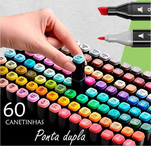 60 Cores Incríveis Canetinhas Permanentes Dupla Ponta!