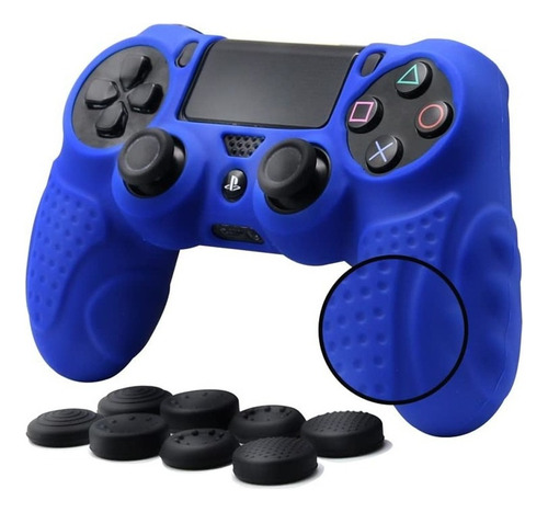 Ps4 Funda Expert Silicona Playstation 4 + 8 Grips Color Azul