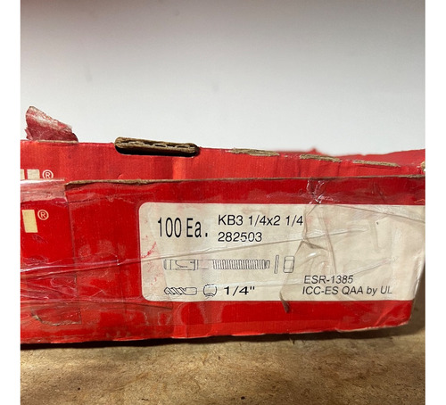 Anclaje Hilti Kwik Bolt Kb3 1/4  X 2-1/4  Paq. 10 Unidades