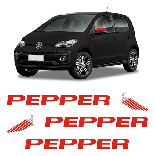 Kit Emblemas Pepper Up Preto 2018/2020 Lateral E Traseiro