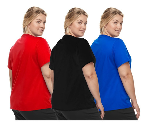 Imagem 1 de 6 de Kit 3 Camisetas Esportiva Plus Size Unissex Treinos Academia