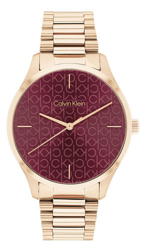 Reloj Calvin Klein Iconic Unisex De Acero Dorado 25200169 Ss Color Del Fondo Bordó