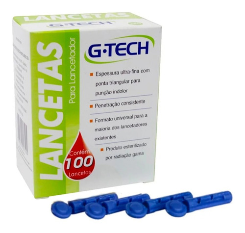 Lanceta G-tech Descartavel C/ 100 Lancetas Agulha 30g