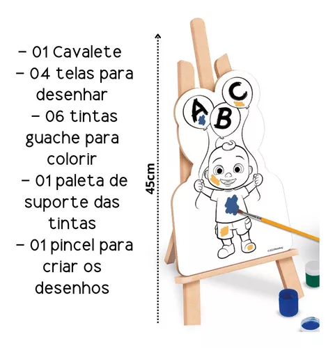 Kit Pintura Infantil Completo Pincel Tinta Desenhos Paletas