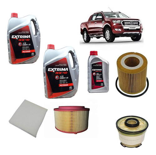 Kit 4 Filtros Ford Ranger 2.2 3.2 Tdci Aceite 15w40 9lts