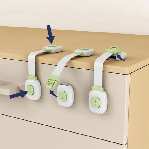 Pack X 2 Traba Puertas Seguridad Para Bebés Doble Apertura Color Verde